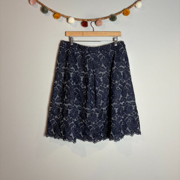 NWT Talbots navy blue lacy A-Line skirt - Picture 2 of 5